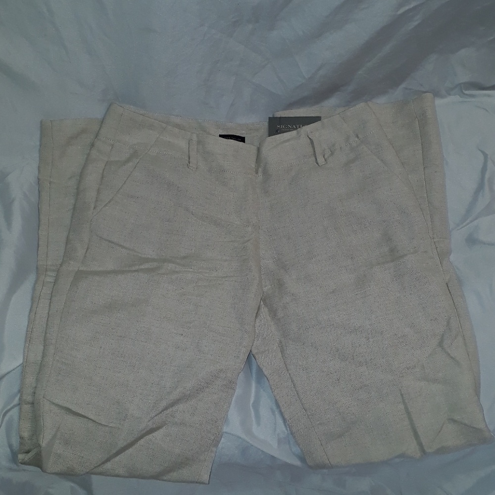 Ann Taylor Signature Off White Linen Viscose Pants